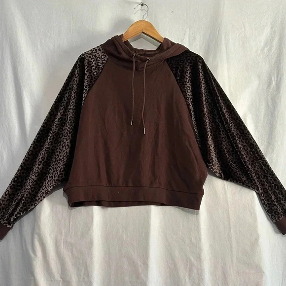 Victoria's Secret Sport Brown Leopard Print Hoodie Medium - Picture 1 of 5